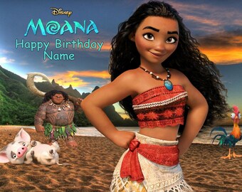 Moana Disney Edible Image Cake Topper Personalized Birthday 1/4 Sheet
