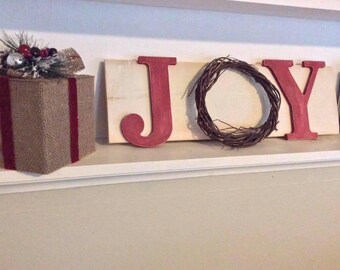 Rustic Christmas Holiday Sign Christmas Decor Sign Wood Joy Sign Distressed Weathered Holiday Decor Winter Wall Decor Rustic Decor