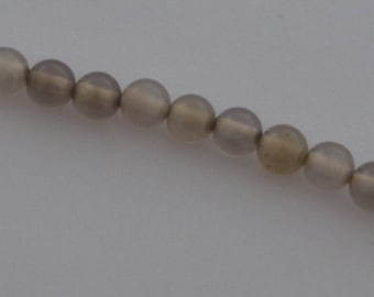 Agate beads 10 round 6 mm grey/beige color
