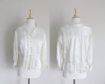 1940s Satin Blouse | Liquid Silk | Medium