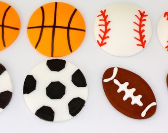 SPORTS FAN - Fondant Cupcake, and Cookie Toppers - 1 Dozen