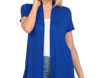 Short Sleeve Open Front Vest Royal Blue