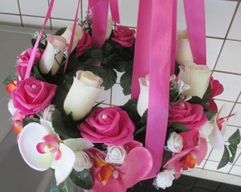 Floral Crown, fuchsia and white interior