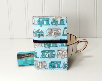 Tea wallet - pod campers Travel tea bag case - tea drinker gift - tea caddie - camper tea wallet for teabags - gift for tea lover
