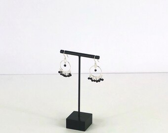 Black Spinel Sterling Silver Dreamcatcher Earrings