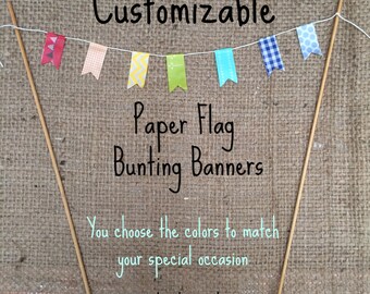 Customizable Paper Bunting Banner for your Rustic Wedding Birthday or Special Occasion