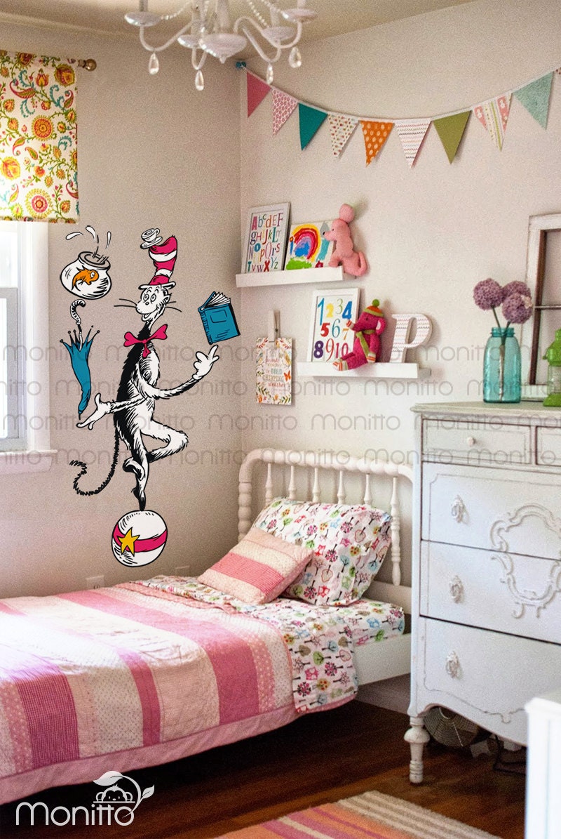 Cat Juggling on Ball Dr Seuss Quote Wall Decal Cat