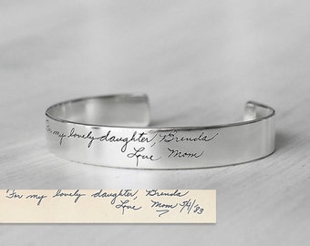Actual Handwriting Cuff Bracelet For Her - Personalized Signature Bracelet - Silver, Gold, Rose Gold Wedding Jewelry - PB07
