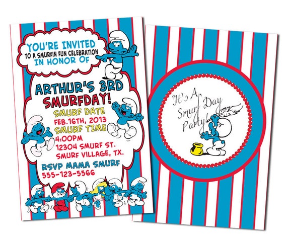 Smurf Birthday Party Invitations 10