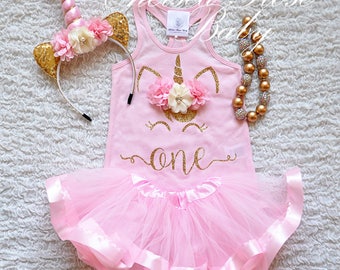 Unicorn First Birthday, Unicorn 1st Bday Outfit, Baby First Birthday Outfit, Girls Unicorn Birthday, Unicorn Flower Crown, First Bday Outfit