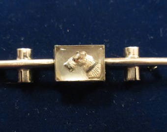 1920's Sterling Reverse Painted INTAGLIO TERRIER DOG Pin