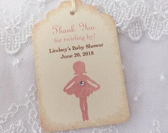 Ballerina Thank You Tags Personalized Baby Shower Birthday Set of 10