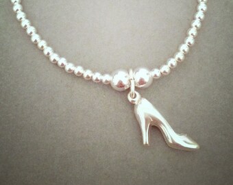 Sterling Silver High Heel Shoe Charm Bracelet