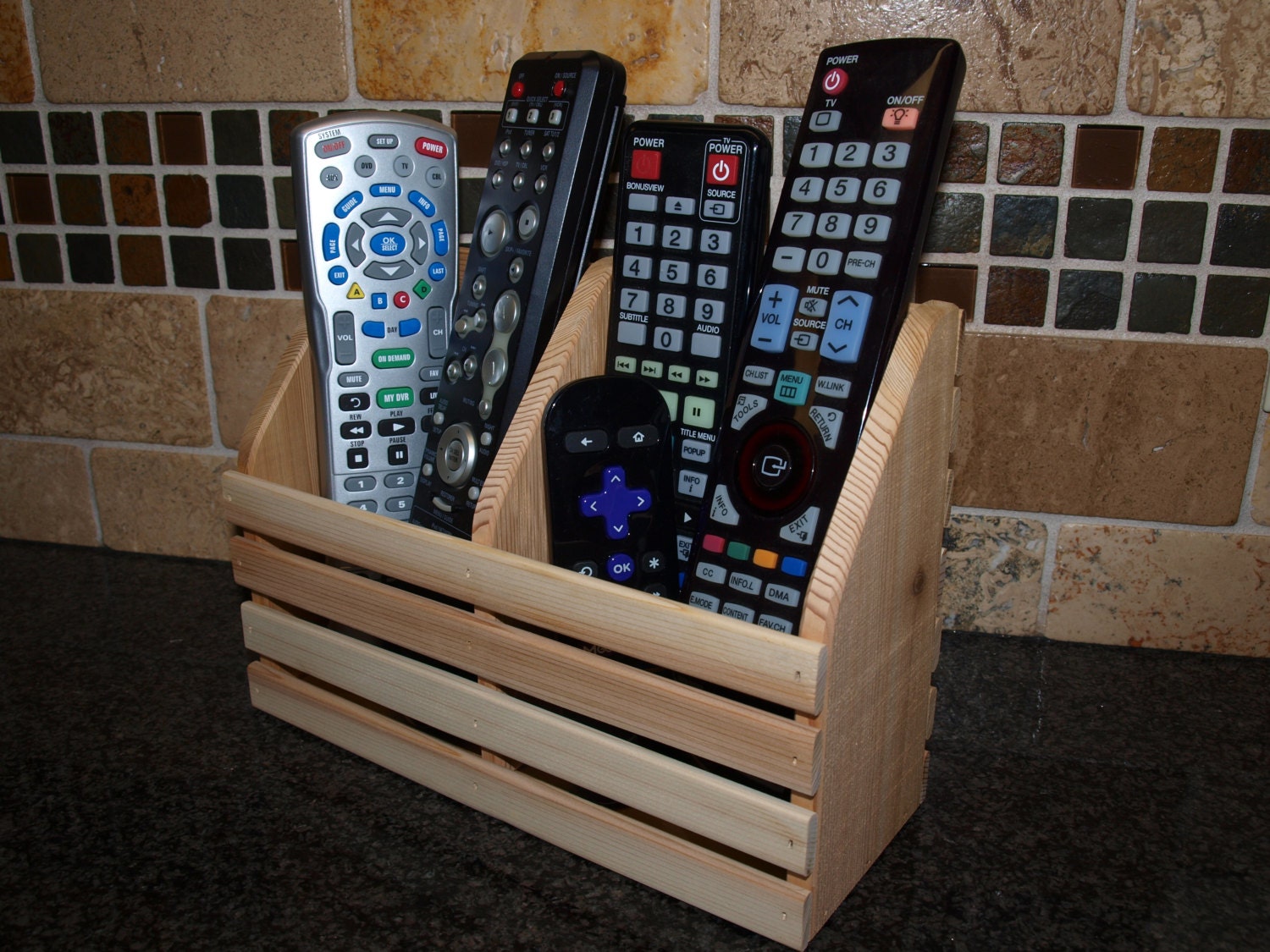 TV Remote Holder TV Remote Control Caddy Wooden Remote