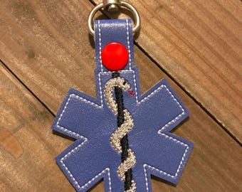 EMT Keychain, Emt key chain, Emt Zipper Pull, Emt Bag Tag, Emt gift, Paramedic keychain, Paramedic Zipper Pull