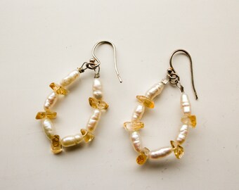 Citrine and Freshwater Pearl Earrings