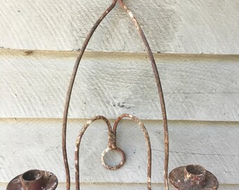 Rusty, Rustic Wrought Iron Candleholder