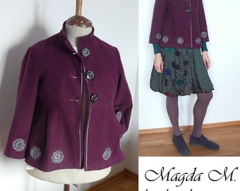 Purple women recycled japanese Jackets ,decorative quilting....