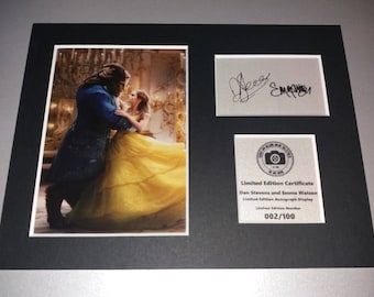 Emma Watson and Dan Stevens - Beauty and the Beast - Belle and Beast - Signed Autograph Display - Fully Mounted and Ready To Be Framed V1