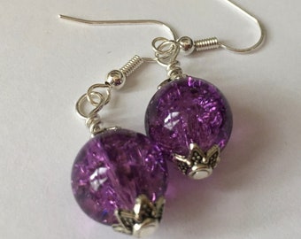 Amethyst Glass Sparkle Earrings