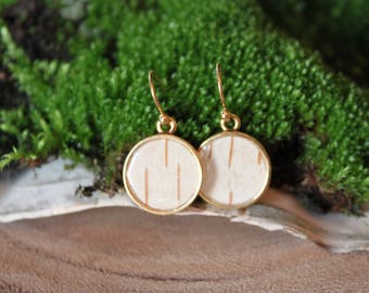Dainty Birch Bark Earrings