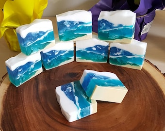 Ocean Soap, Coconut, Handmade Soap, Waves, Beach, Homemade Soap, Colorful, Beautiful Soap, Unique Soap, Handcrafted Soap, Gift, Summer, Soap
