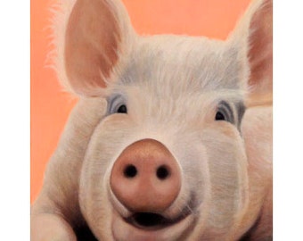 Funny Pig Print - Big Pig Art - Funny Animal Art - Gift for a Pig Lover - 10% Benefits Animal Charities