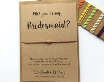 Bridesmaid proposal, bridesmaid gift, bridesmaid wish string bracelet, will you be my bridesmaid bracelet, bridesmaid invitation