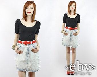 Acid Wash Skirt Acid Wash Denim Skirt Jean Skirt Jean Mini Skirt Acid Wash Jean Skirt 80s Skirt Vintage 80s Acid Wash Denim Mini Skirt S M