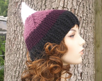 Knit Hat Womens Hat - Purple Gnome Hat in Chittenden Purple Knit Hat - Purple Hat Purple Beanie Womens Accessories Winter Hat