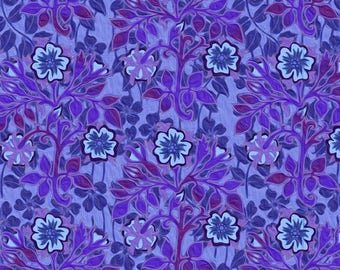 Flowers Purple Jason Yenter Pastiche In the Beginning Fabric