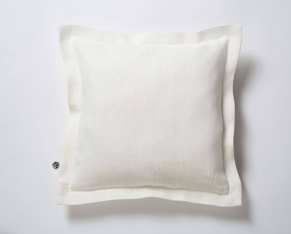 White pillow cover - off white decorative pillows, linen euro sham, shabby chic bedding, white euro sham, minimal throw, euro sham 0389