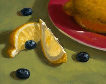 Blueberry Lemonade - Fine Art Giclee Print - Original Oil Painting - Still Life - Kitchen Decor