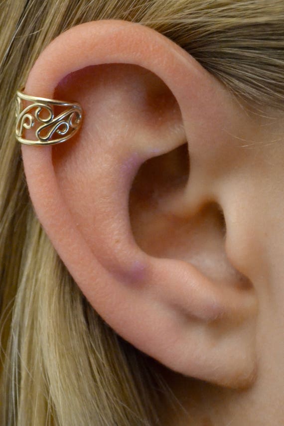 Filigree Cartilage Ear Cuff 14K Gold Vermeil SINGLE SIDE