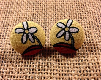 Minnie Hat Inspired - Fabric Button Earrings