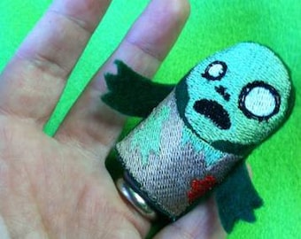 Embroidered Zombie Finger Puppet