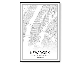 new york map print manhattan nyc map manhattan map poster nyc ny map united states map print new york city black and white map