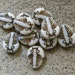 Glass Trilobite Beads, Oceanic Fossil Look, Ivory with a Brown Color Picasso Finish, Opaque, Czech Glass, 13 x 11mm, Full Strand 10 Beads