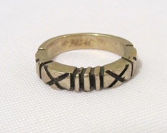 Vintage Mexican Sterling Silver Engraved Band Ring Size 9