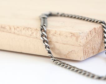 Oxidised Curb Chain, Sterling Silver, Oxidised Curb Chain, Sterling Silver Curb Chain, Silver Curb, Curb Chain Necklace, Flat Curb, Bracelet