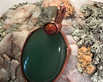 A0010 Jade Gemstone in Hand Crafted Cage