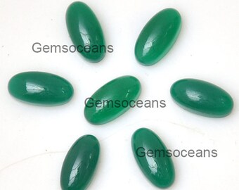 10 Pieces Lot Green Onyx Long Oval Gemstone Loose Cabochon