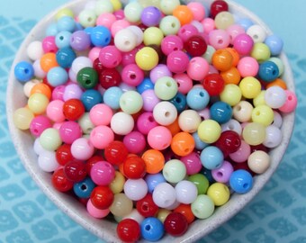 300x 6mm Tiny Colourful Resin Multi color Globe beads