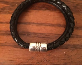 Double Leather Bracelet with Magnetic Clasp, leather bracelet, magnetic bracelet