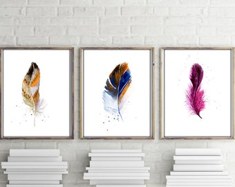 Feather art print | Etsy