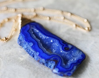 Druzy Necklace, Cobalt Druzy Necklace, Geode Necklace- Drusy Necklace - Blue Druzy, Green Druzy, Purple Druzy - Colorful Geode