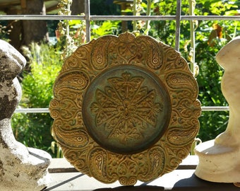 Vintage ornate solid brass dish