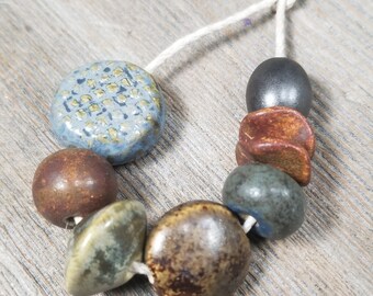 Ceramic bead set - ceramic beads - clay beads - handmade beads