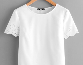Laser Cut Scallop Hem Top