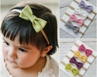baby bow headbands SET of 4 baby headbands,nylon headband,newborn baby headband ,baby girl headbands, nylon headbands, infant headband bows